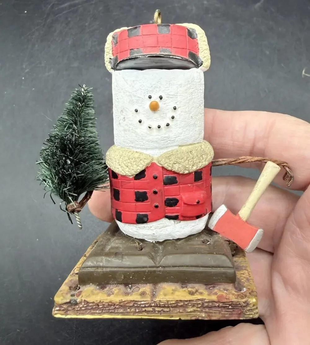 Midwest CBK The Original Smores Lumberjack Snowman Ornament Buffalo Plaid Axe